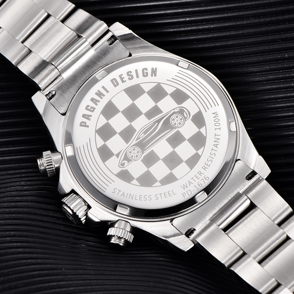 PAGANI DESIGN PD-1676 Men's Quartz Watches Sports Chronograph Wrist Watch with VK63 Movement Sapphire Ceramic Bezel Waterproof Stainless Steel