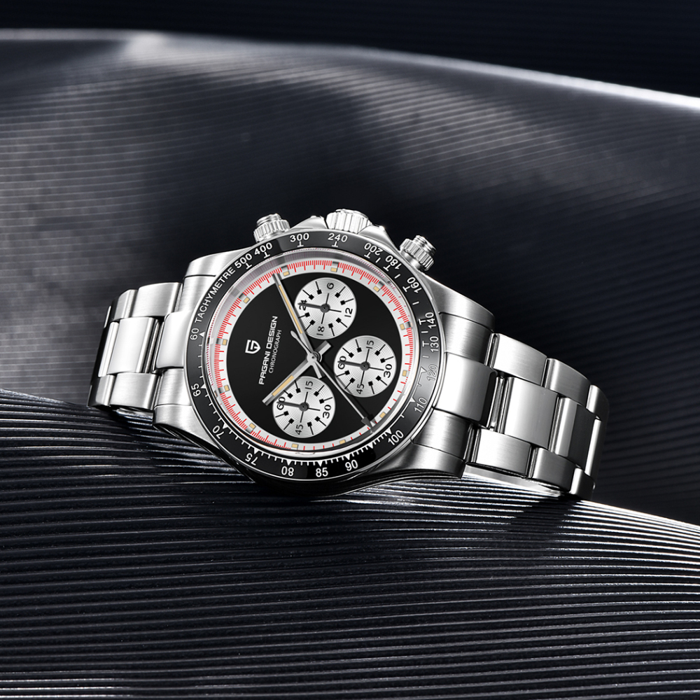 PAGANI DESIGN PD-1676 Men's Quartz Watches Sports Chronograph Wrist Watch with VK63 Movement Sapphire Ceramic Bezel Waterproof Stainless Steel