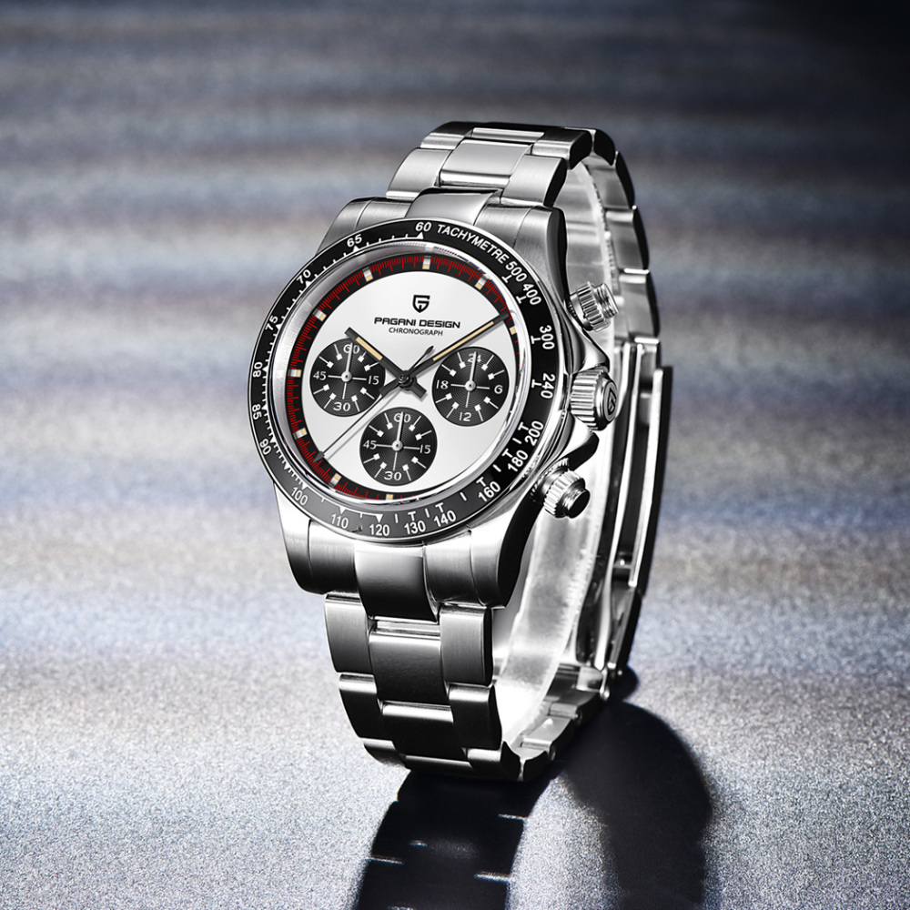 PAGANI DESIGN PD-1676 Men's Quartz Watches Sports Chronograph Wrist Watch with VK63 Movement Sapphire Ceramic Bezel Waterproof Stainless Steel