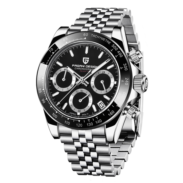 PAGANI DESIGN PD-1644 Rose Gold Men's Quartz Watches Chronograph Sports Wrist Watch with VK63 Movement Sapphire Glass Waterproof Stainless Steel Strap Ceram