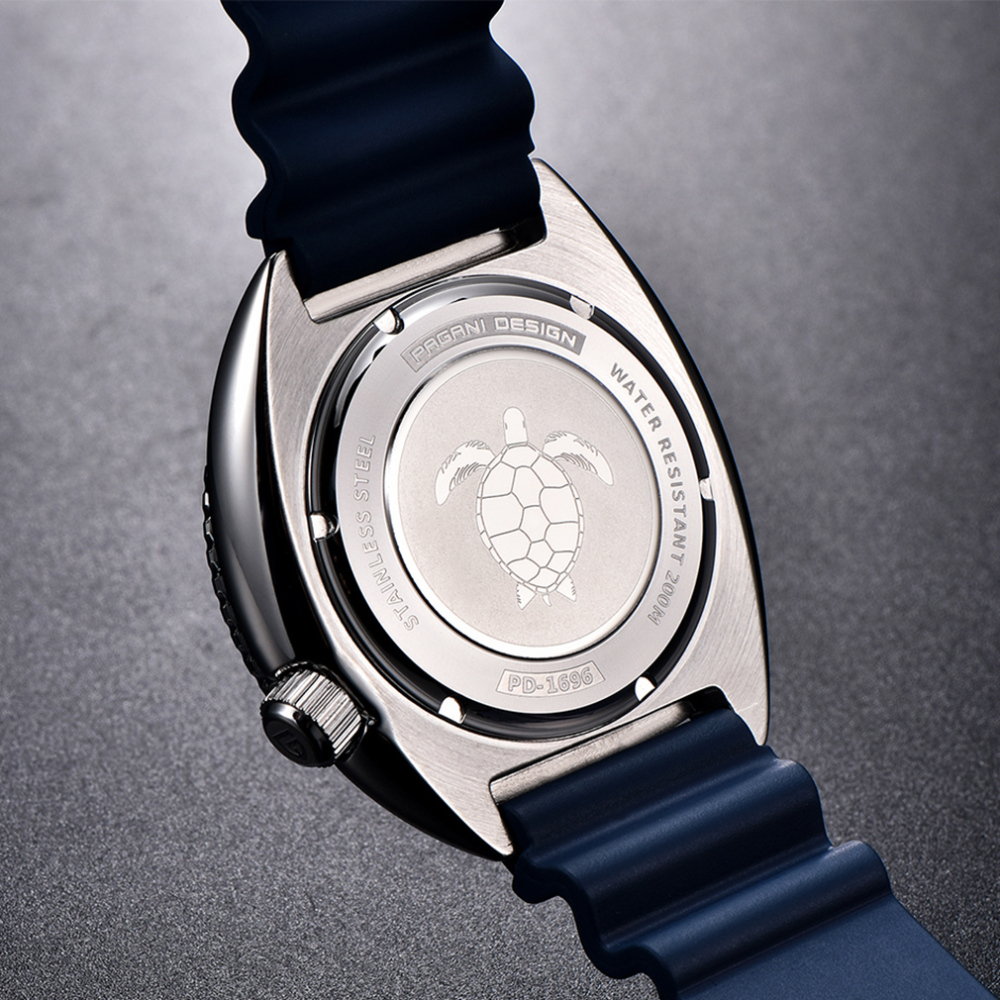 PAGANI DESIGN New Men's Automatic Watches Waterproof Stainless Steel Sea Turtle Homage Wrist Watches for Men Sport Watch with Silicone Watchband 1696