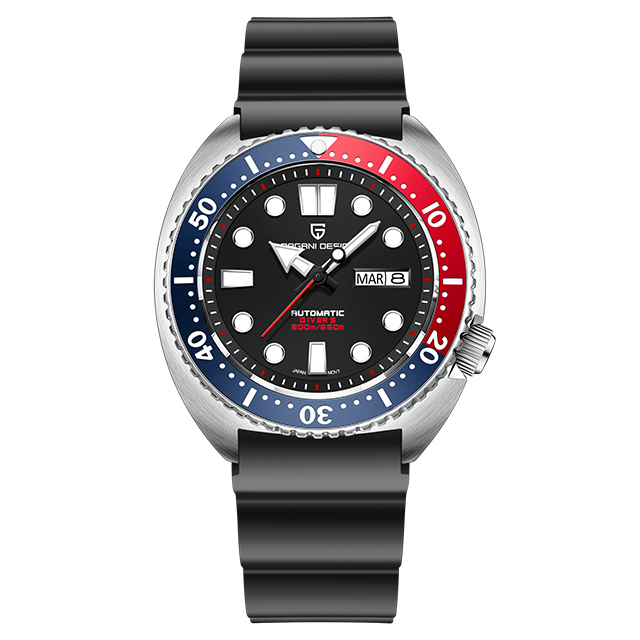 PAGANI DESIGN PD-1696 Men's Automatic Watches Waterproof Stainless Steel Wrist Watches for Men Sport Watch with Silicone Watchband