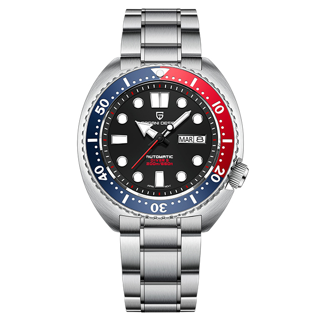 PAGANI DESIGN PD-1696 Men's Automatic Watches Waterproof Stainless Steel Wrist Watches for Men Sport Watch with Silicone Watchband