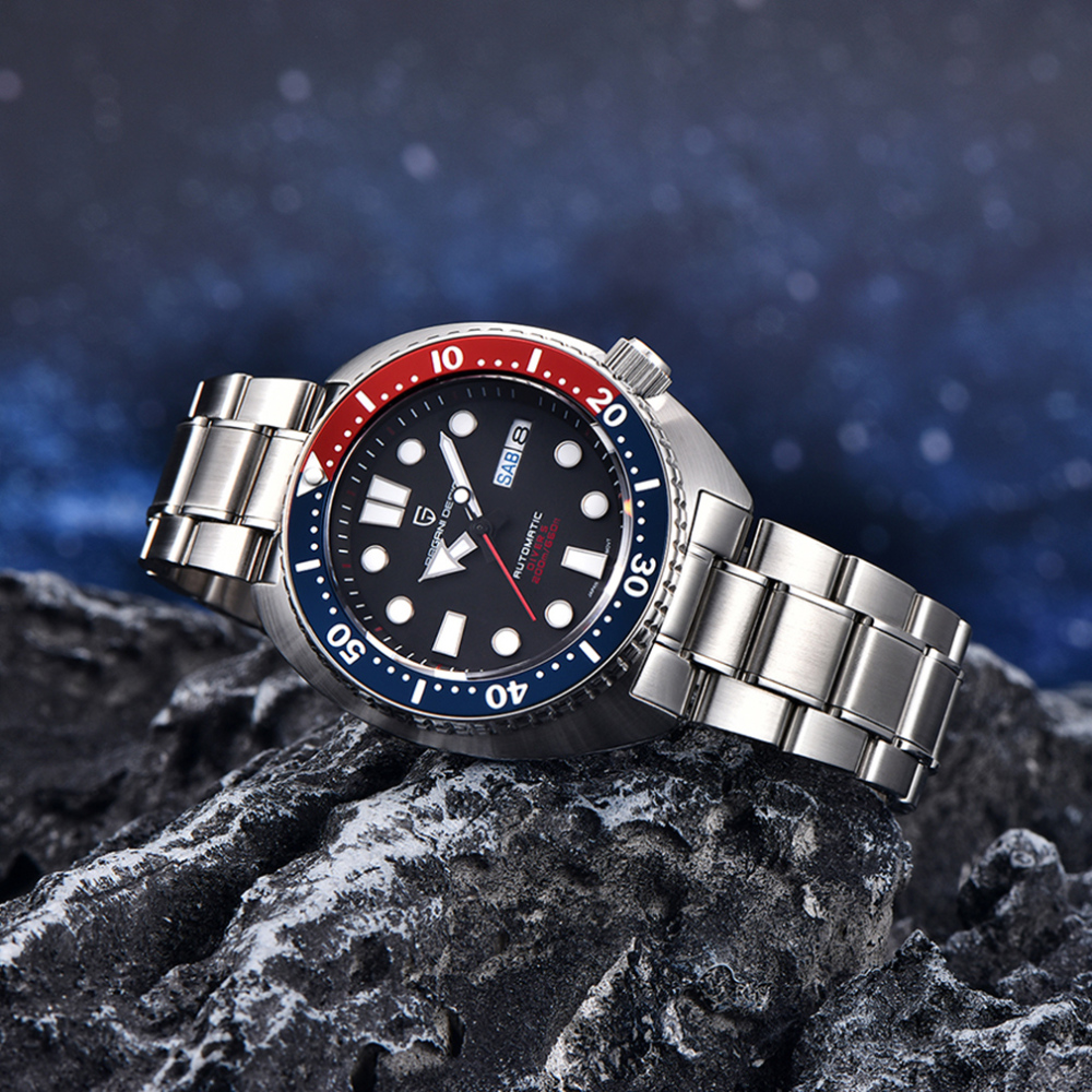 PAGANI DESIGN New Men's Automatic Watches Waterproof Stainless Steel Sea Turtle Homage Wrist Watches for Men Sport Watch with Silicone Watchband 1696