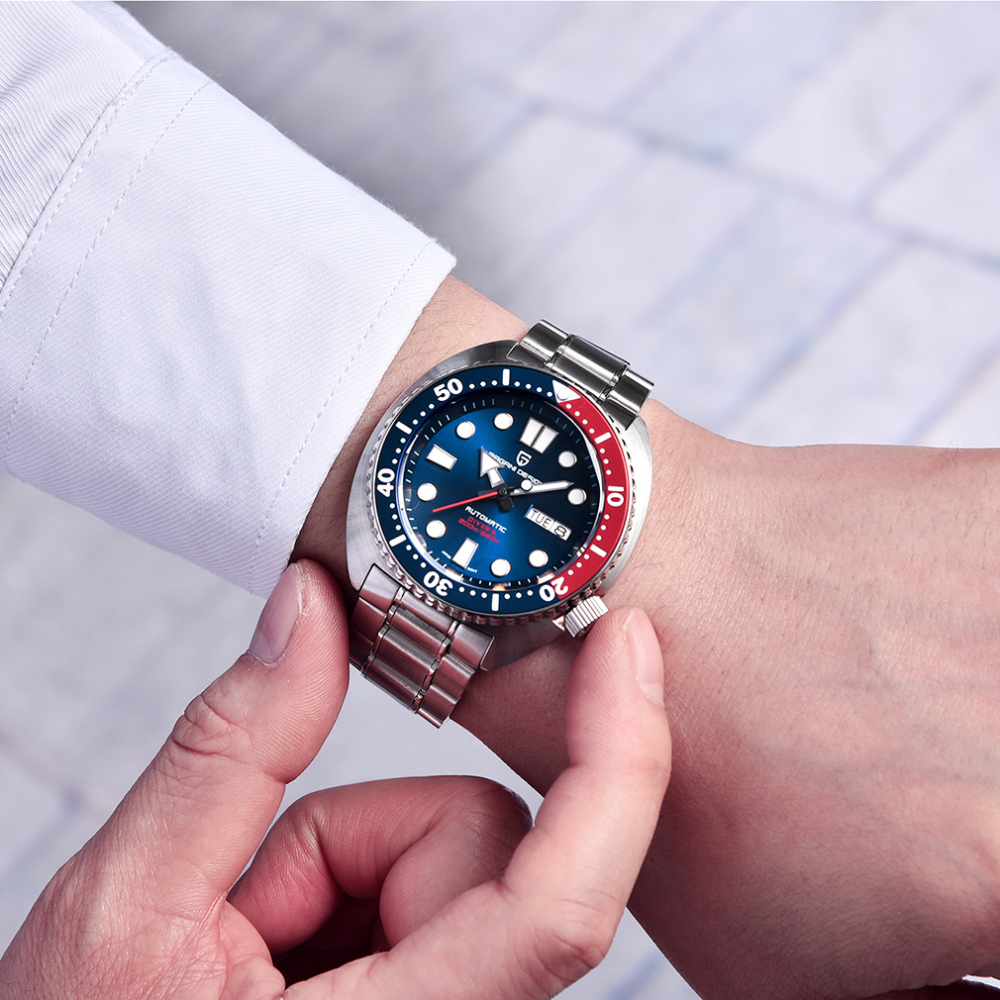PAGANI DESIGN PD-1696 Men's Automatic Watches Waterproof Stainless Steel Wrist Watches for Men Sport Watch with Silicone Watchband