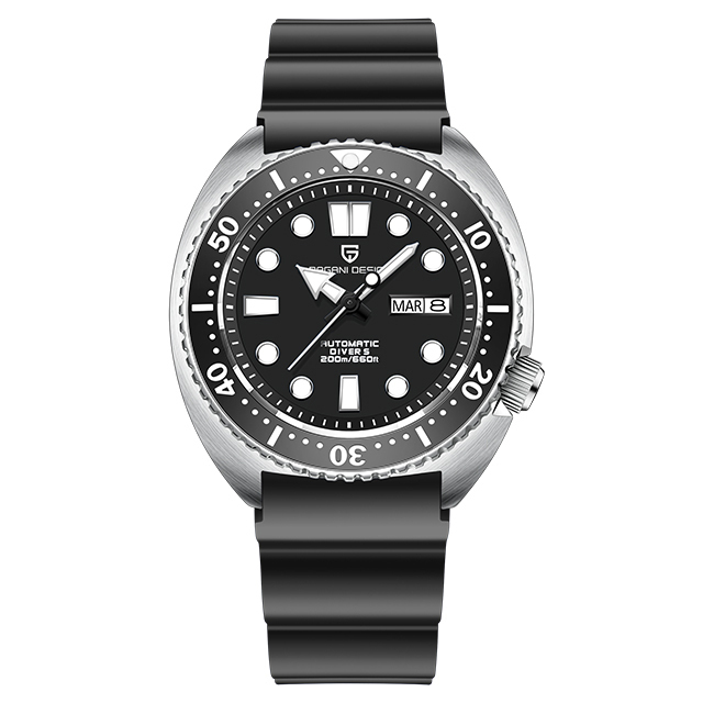 PAGANI DESIGN PD-1696 Men's Automatic Watches Waterproof Stainless Steel Wrist Watches for Men Sport Watch with Silicone Watchband