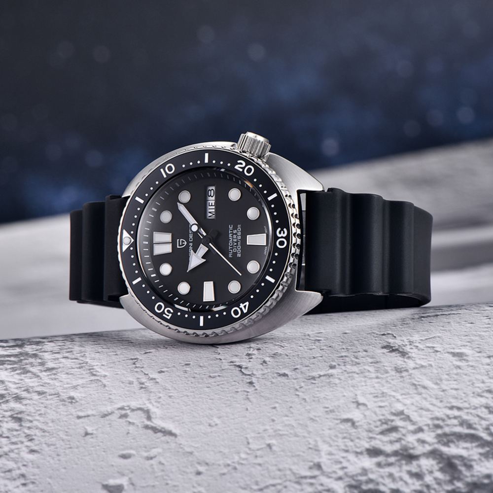 PAGANI DESIGN PD-1696 Men's Automatic Watches Waterproof Stainless Steel Wrist Watches for Men Sport Watch with Silicone Watchband