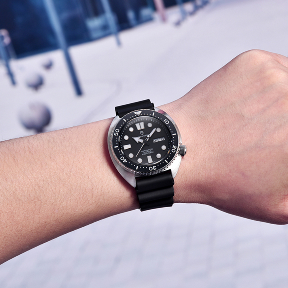 PAGANI DESIGN PD-1696 Men's Automatic Watches Waterproof Stainless Steel Wrist Watches for Men Sport Watch with Silicone Watchband