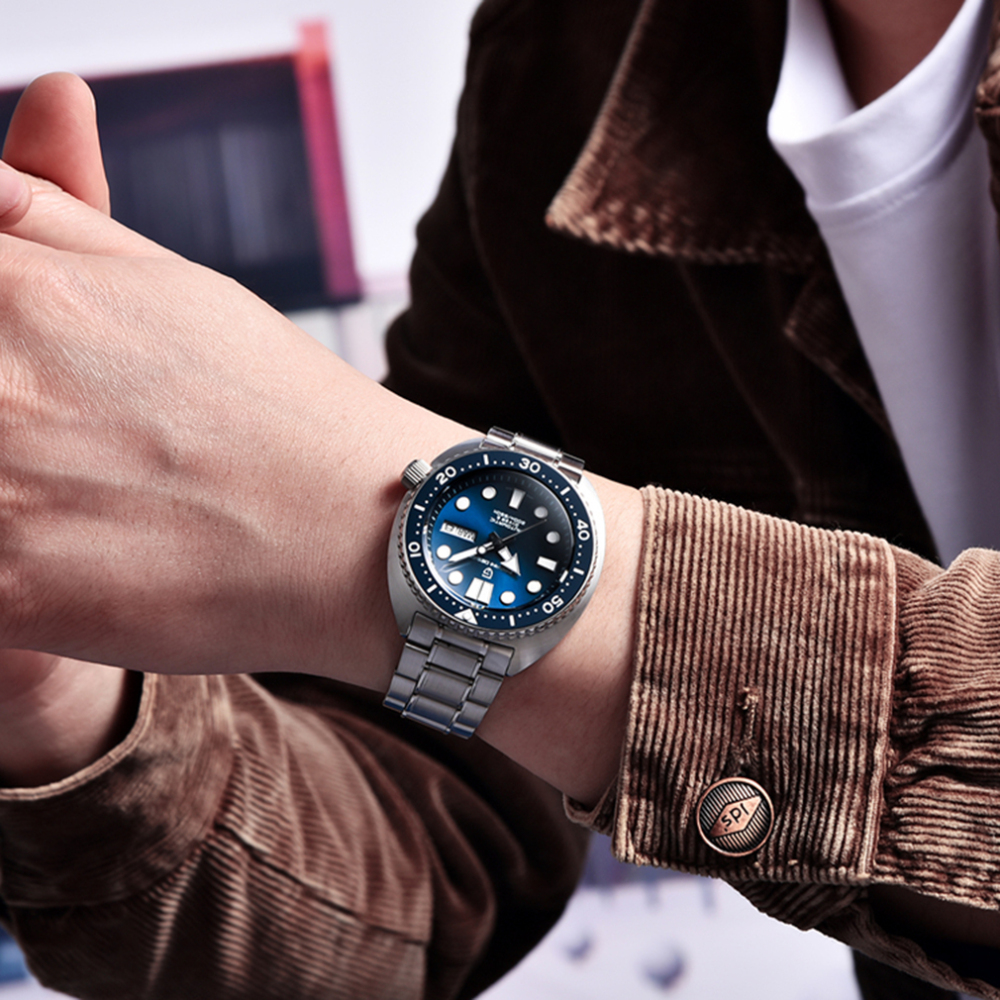 PAGANI DESIGN PD-1696 Men's Automatic Watches Waterproof Stainless Steel Wrist Watches for Men Sport Watch with Silicone Watchband