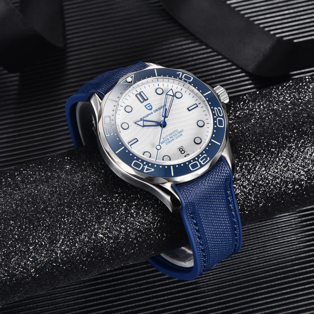 PAGANI DESIGN New Men's Automatic Watches Stainless Steel Sports Wrist Watch for Men with Waves Seiko NH35A / Miyota 8215 Movement Ceramic Bezel Rubber Strap 1685