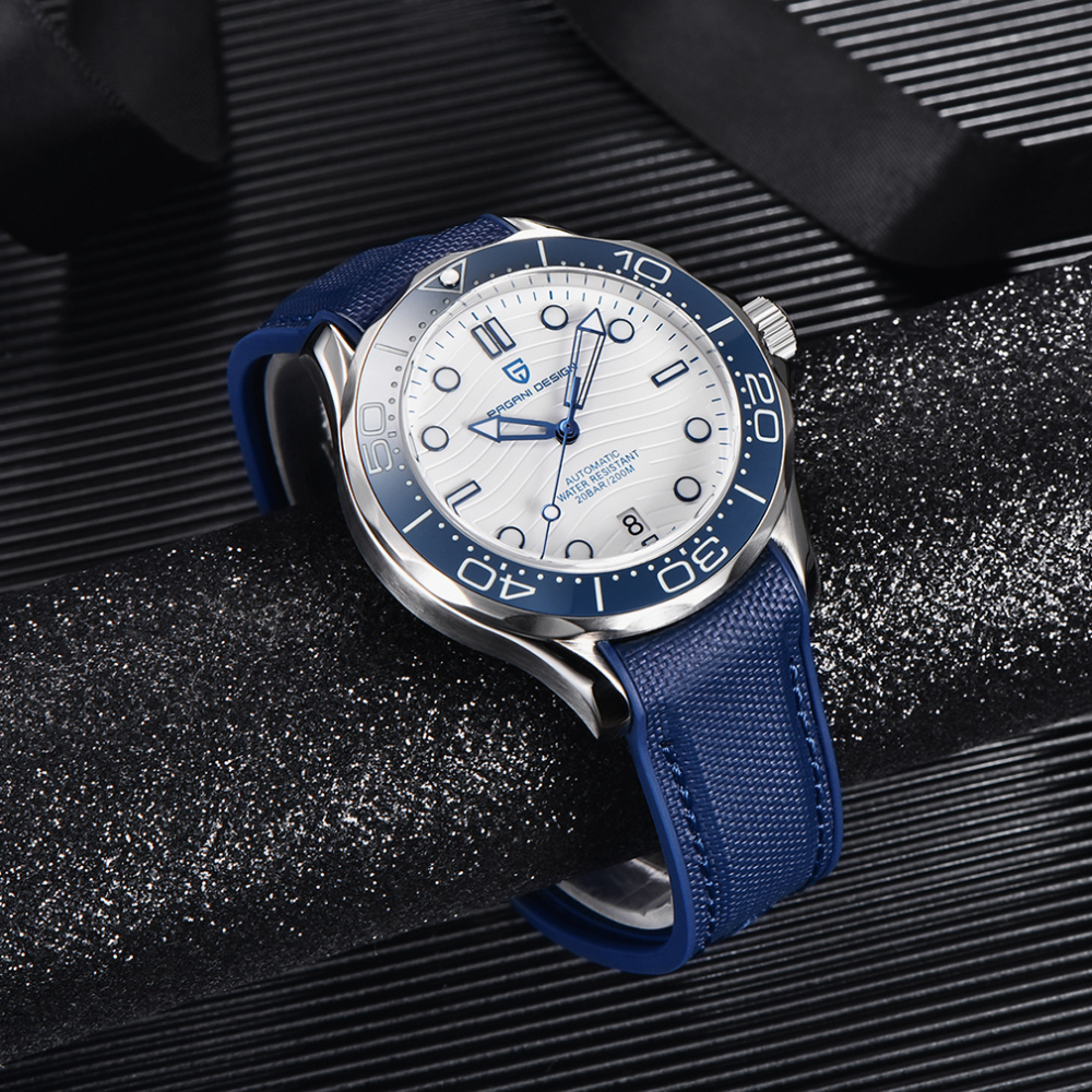 PAGANI DESIGN PD-1685 Men's Automatic Watches Stainless Steel Sports Wrist Watch for Men with Waves NH35A Movement Ceramic Bezel Rubber Strap 1685