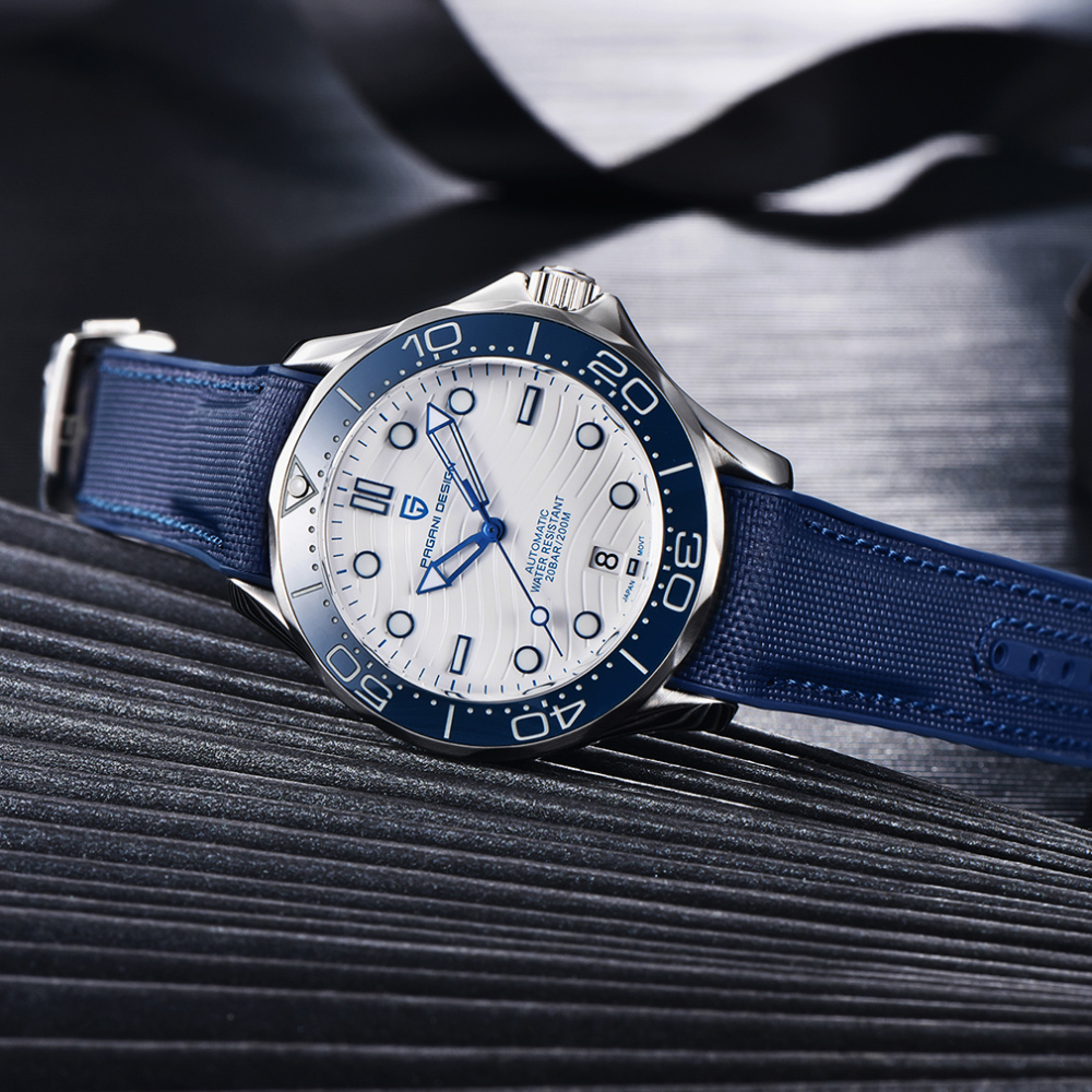 PAGANI DESIGN PD-1685 Men's Automatic Watches Stainless Steel Sports Wrist Watch for Men with Waves NH35A Movement Ceramic Bezel Rubber Strap 1685