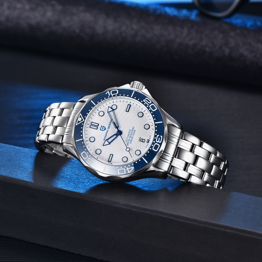 PAGANI DESIGN New Men's Automatic Watches Seamaster Homage with Waves Seiko NH35A Movement Ceramic Bezel Rubber Strap 1685