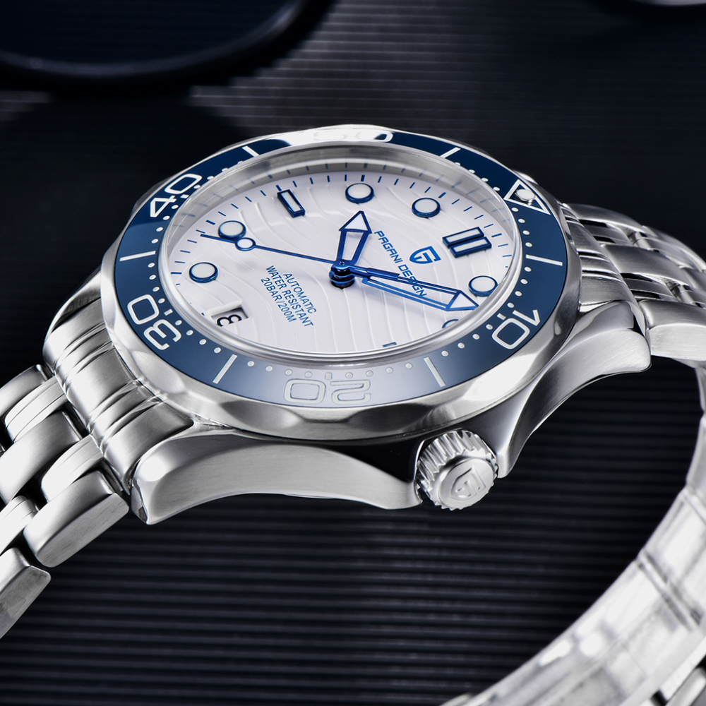 PAGANI DESIGN New Men's Automatic Watches Seamaster Homage with Waves Seiko NH35A Movement Ceramic Bezel Rubber Strap 1685