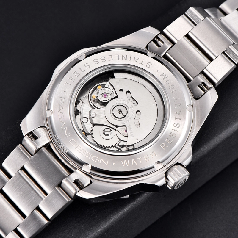 PAGANI DESIGN Men's Automatic Watches Full Stainless Steel Waterproof Homage Wrist Watch for Men PD1668A
