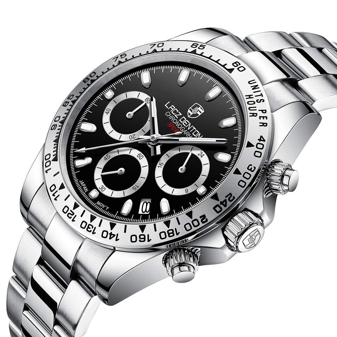 LACZ DENTON Men's Quartz Watches LD9105 Chronograph Stainless Steel