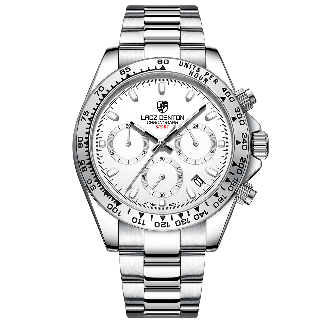 LACZ DENTON Men's Quartz Watches LD9105 Chronograph Stainless Steel