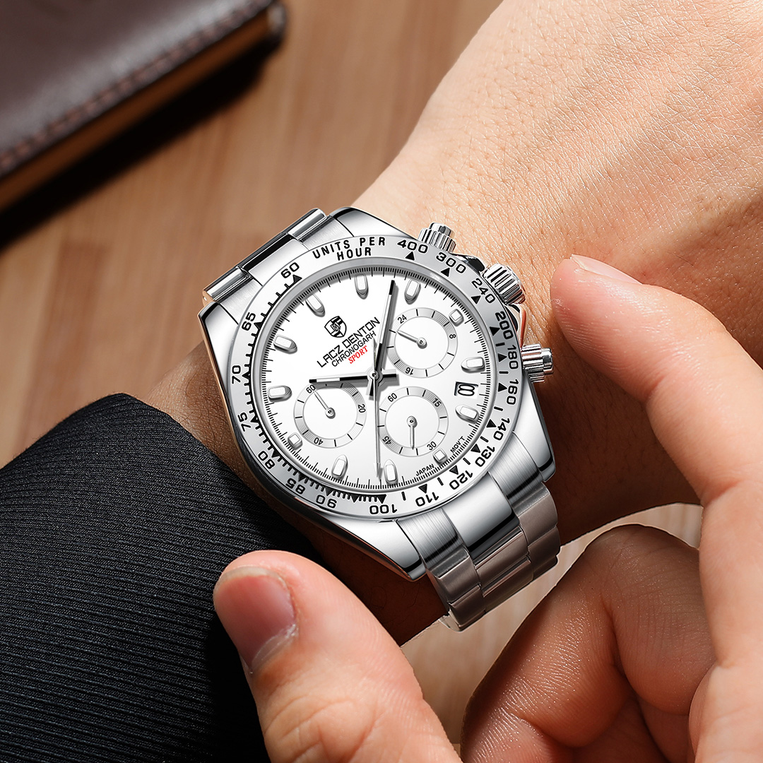 LACZ DENTON Men's Quartz Watches LD9105 Chronograph Stainless