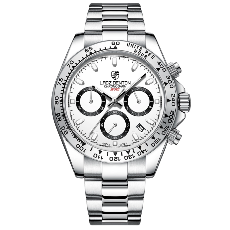 LACZ DENTON Men's Quartz Watches LD9105 Chronograph Stainless Steel Wristwatches