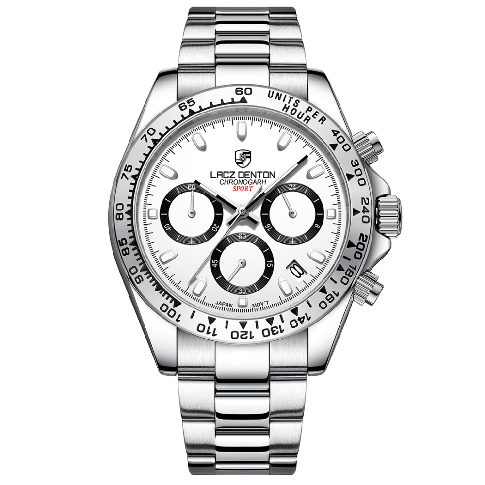 LACZ DENTON Men's Quartz Watches LD9105 Chronograph Stainless Steel Wristwatches