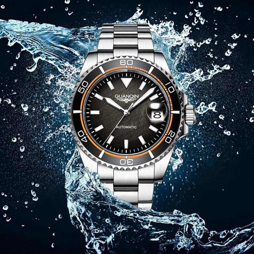 GUANQIN Men's Automatic Watches GJ16199 Stainless Steel Waterproof Wrist Watch for Men 40.5mm Case
