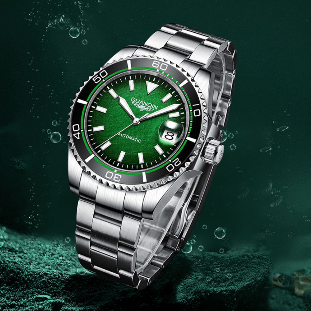 GUANQIN Men's Automatic Watches GJ16199 Stainless Steel Waterproof Wrist Watch for Men 40.5mm Case