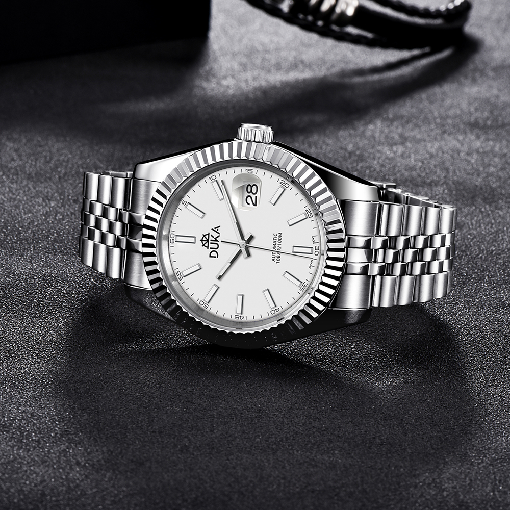 DUKA Men's Watches DK107 Stainless Steel Automatic Mechanical Wrist Watches with Jubilee Bracelet