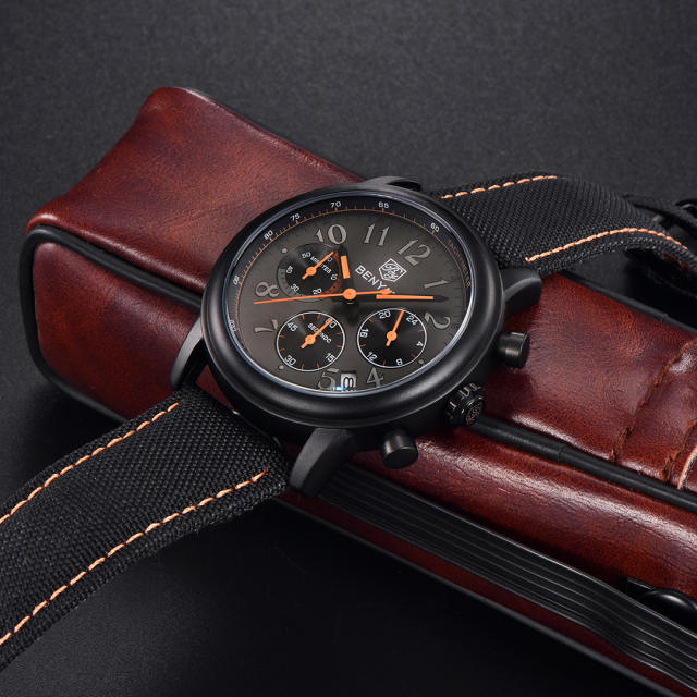 BENYAR New Quartz Men's Watches Brown Leather Watchband Chronograph Business Wrist Watches for Men Auto Date Clock Waterproof Wristwatches