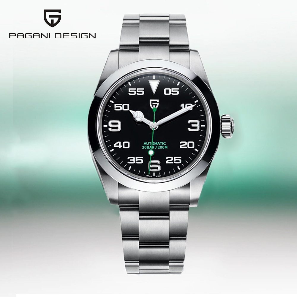 PAGANI DESIGN Men's Automatic Watches 40MM Stainless Steel Homage Mechanical Wristwatches Sapphire Glass AR Coated Watches 20bar Waterproof