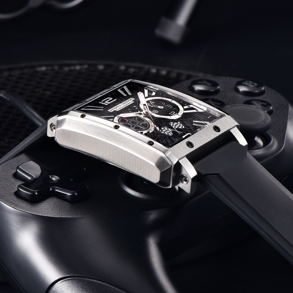 PAGANI DESIGN Men's Quartz Watches Rectangle Stainless Steel Waterproof Sports Wrist Watches VK64 Chronograph Movement PD1725 Silicone Watchband