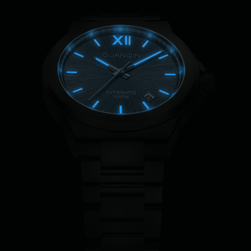 GUANQIN full Automatic Men's Watches 100M Waterproof Stainless Steel Business Sports Wrist Watches for Men APSON YN55 Movt