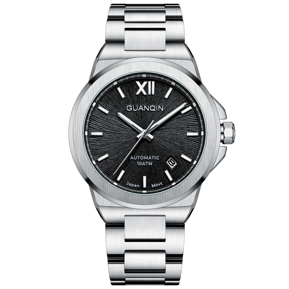 GUANQIN full Automatic Men's Watches 100M Waterproof Stainless Steel Business Sports Wrist Watches for Men APSON YN55 Movt