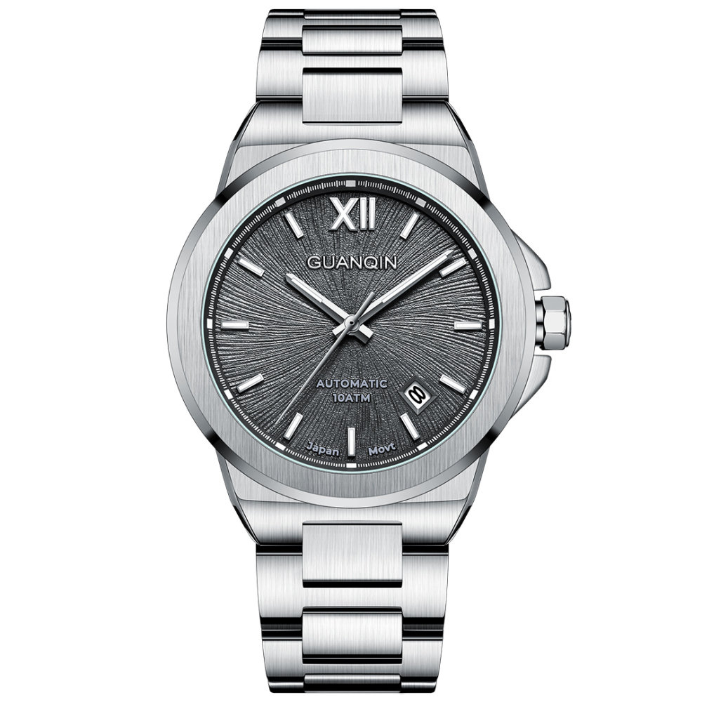 GUANQIN full Automatic Men's Watches 100M Waterproof Stainless Steel Business Sports Wrist Watches for Men APSON YN55 Movt