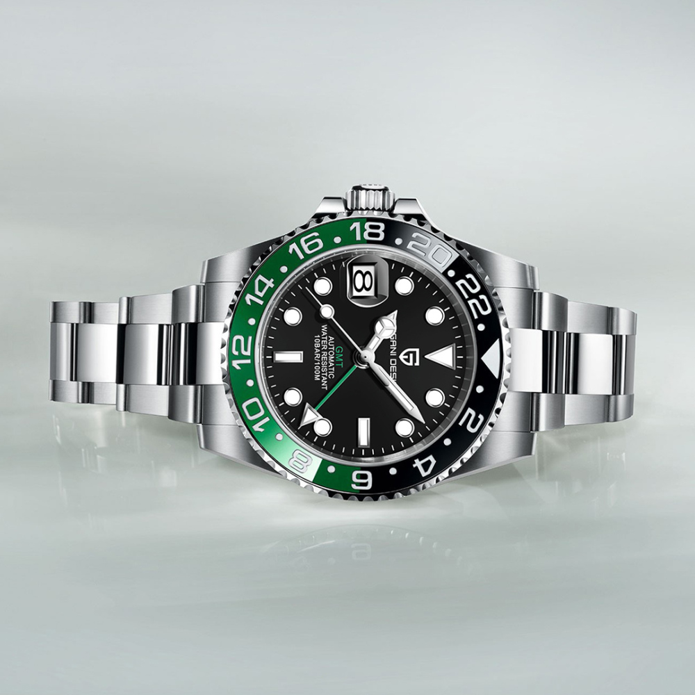 PAGANI DESIGN PD-1662 Men's Watches Automatic GMT Mechanical Stainless Steel Waterproof Wrist Watch for Men Jubilee Bracelet Sapphire Glass