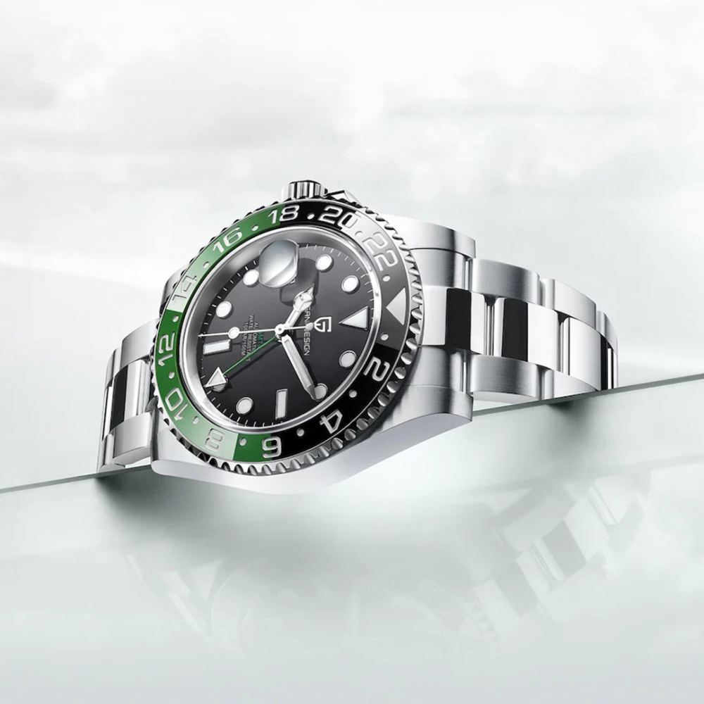 PAGANI DESIGN PD-1662 Men's Watches Automatic GMT Mechanical Stainless Steel Waterproof Wrist Watch for Men Jubilee Bracelet Sapphire Glass