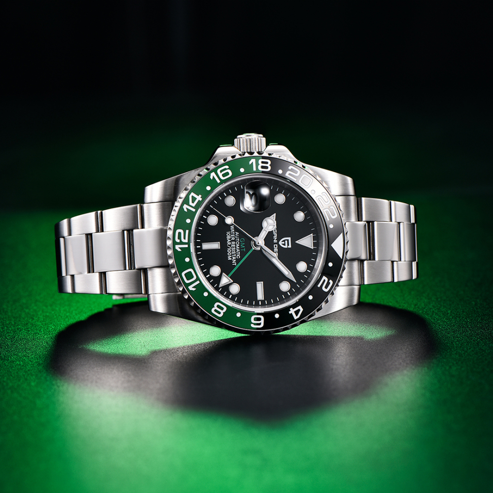 PAGANI DESIGN PD-1662 Men's Watches Automatic GMT Mechanical Stainless Steel Waterproof Wrist Watch for Men Jubilee Bracelet Sapphire Glass