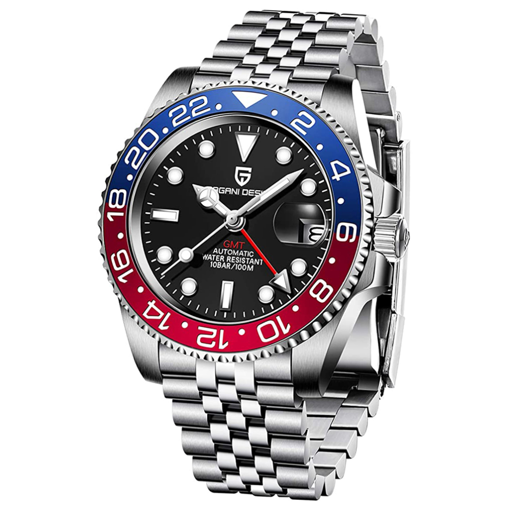 PAGANI DESIGN PD-1662 Men's Watches Automatic NH34 GMT New Stainless Steel Mechanical Waterproof Wrist Watch for Men Synthetic Sapphire Dial Glass PD1662