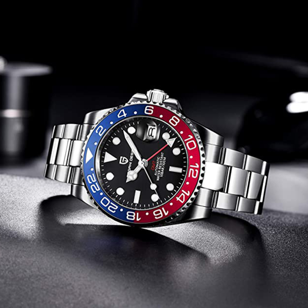 PAGANI DESIGN PD-1662 Men's Watches Automatic NH34 GMT New Stainless Steel Mechanical Waterproof Wrist Watch for Men Synthetic Sapphire Dial Glass PD1662