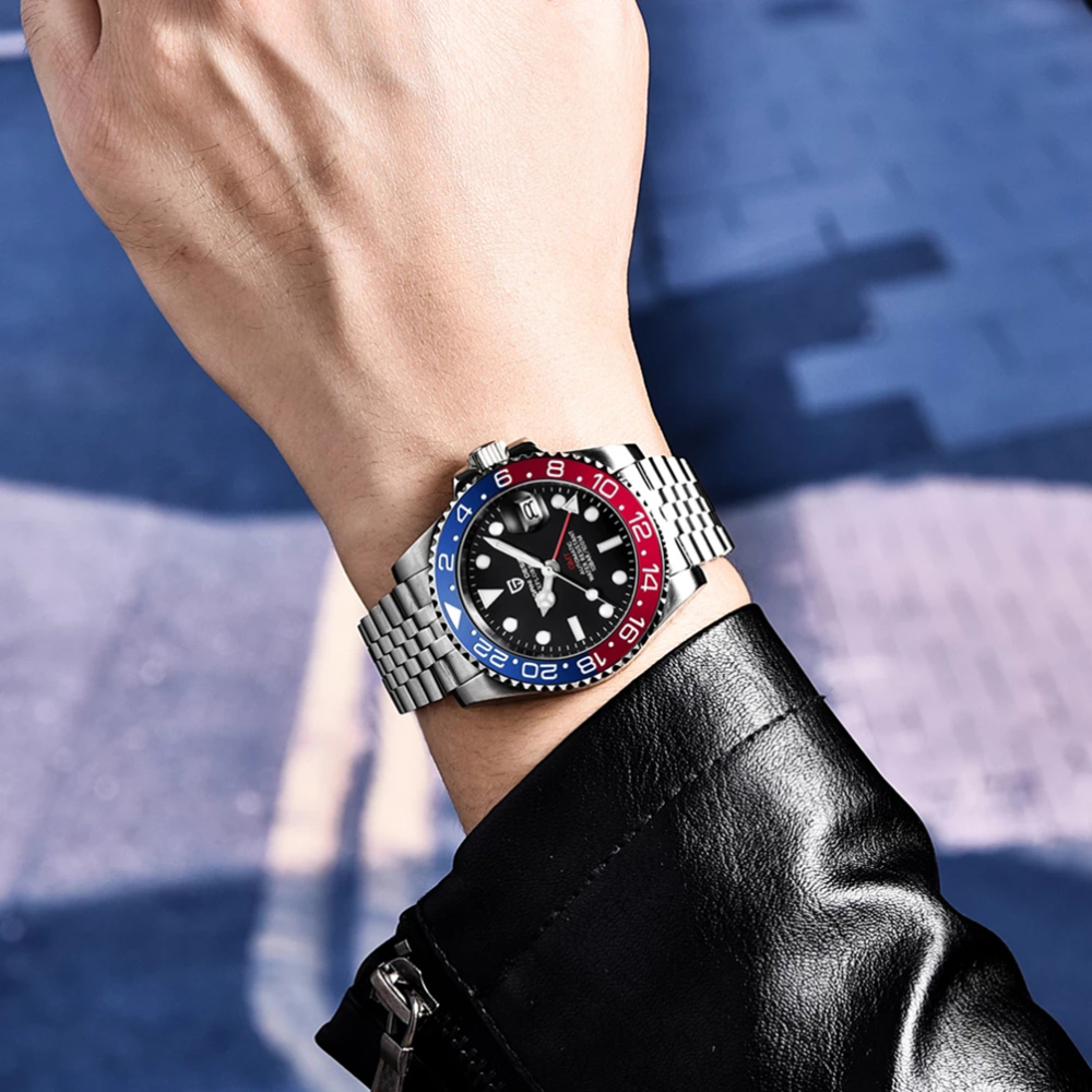 PAGANI DESIGN PD-1662 Men's Watches Automatic NH34 GMT New Stainless Steel Mechanical Waterproof Wrist Watch for Men Synthetic Sapphire Dial Glass PD1662