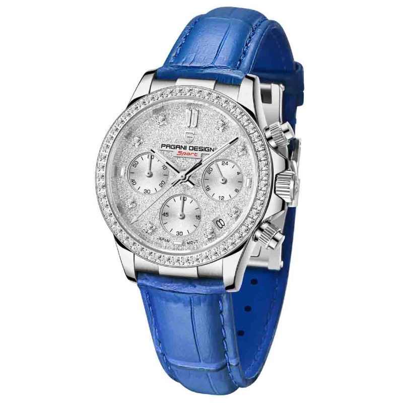 PAGANI DESIGN PD-1730 Women's Watches 36mm Chronograph Quartz Stainless Steel Waterproof Wrist Watch for Women Leather Watchband