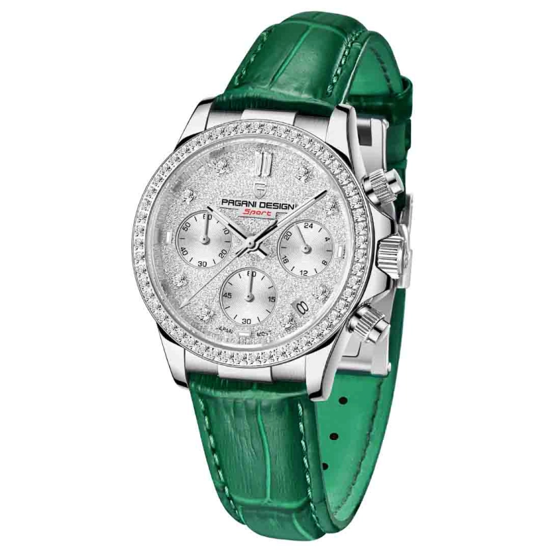 PAGANI DESIGN PD-1730 Women's Watches 36mm Chronograph Quartz Stainless Steel Waterproof Wrist Watch for Women Leather Watchband