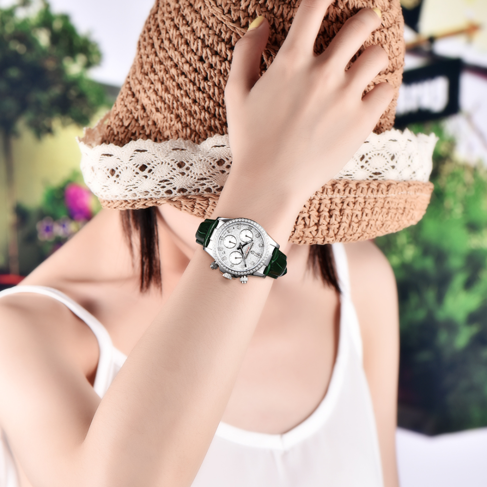 PAGANI DESIGN PD-1730 Women's Watches 36mm Chronograph Quartz Stainless Steel Waterproof Wrist Watch for Women Leather Watchband
