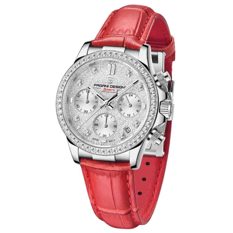 PAGANI DESIGN PD-1730 Women's Watches 36mm Chronograph Quartz Stainless Steel Waterproof Wrist Watch for Women Leather Watchband
