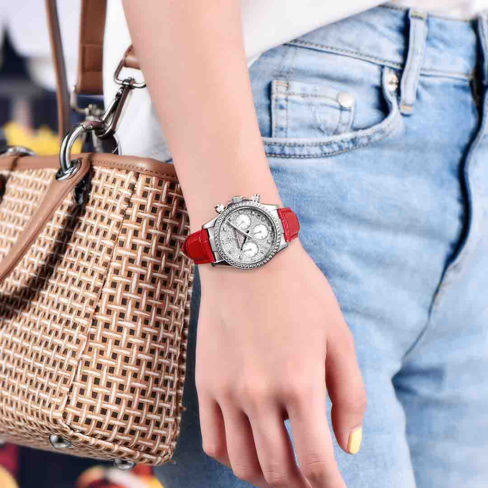 PAGANI DESIGN PD-1730 Women's Watches 36mm Chronograph Quartz Stainless Steel Waterproof Wrist Watch for Women Leather Watchband