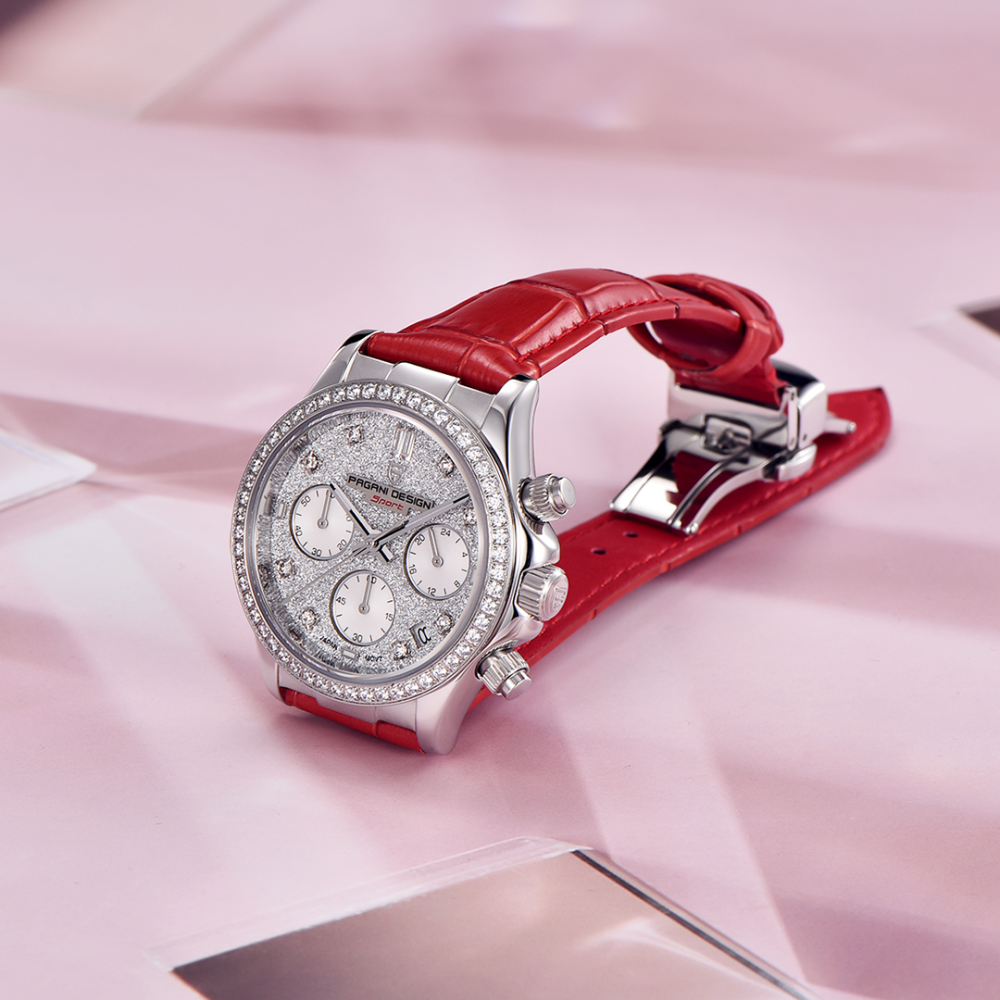 PAGANI DESIGN PD-1730 Women's Watches 36mm Chronograph Quartz Stainless Steel Waterproof Wrist Watch for Women Leather Watchband