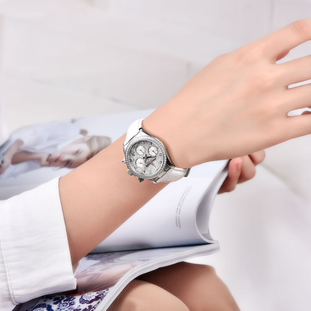 PAGANI DESIGN PD-1730 Women's Watches 36mm Chronograph Quartz Stainless Steel Waterproof Wrist Watch for Women Leather Watchband