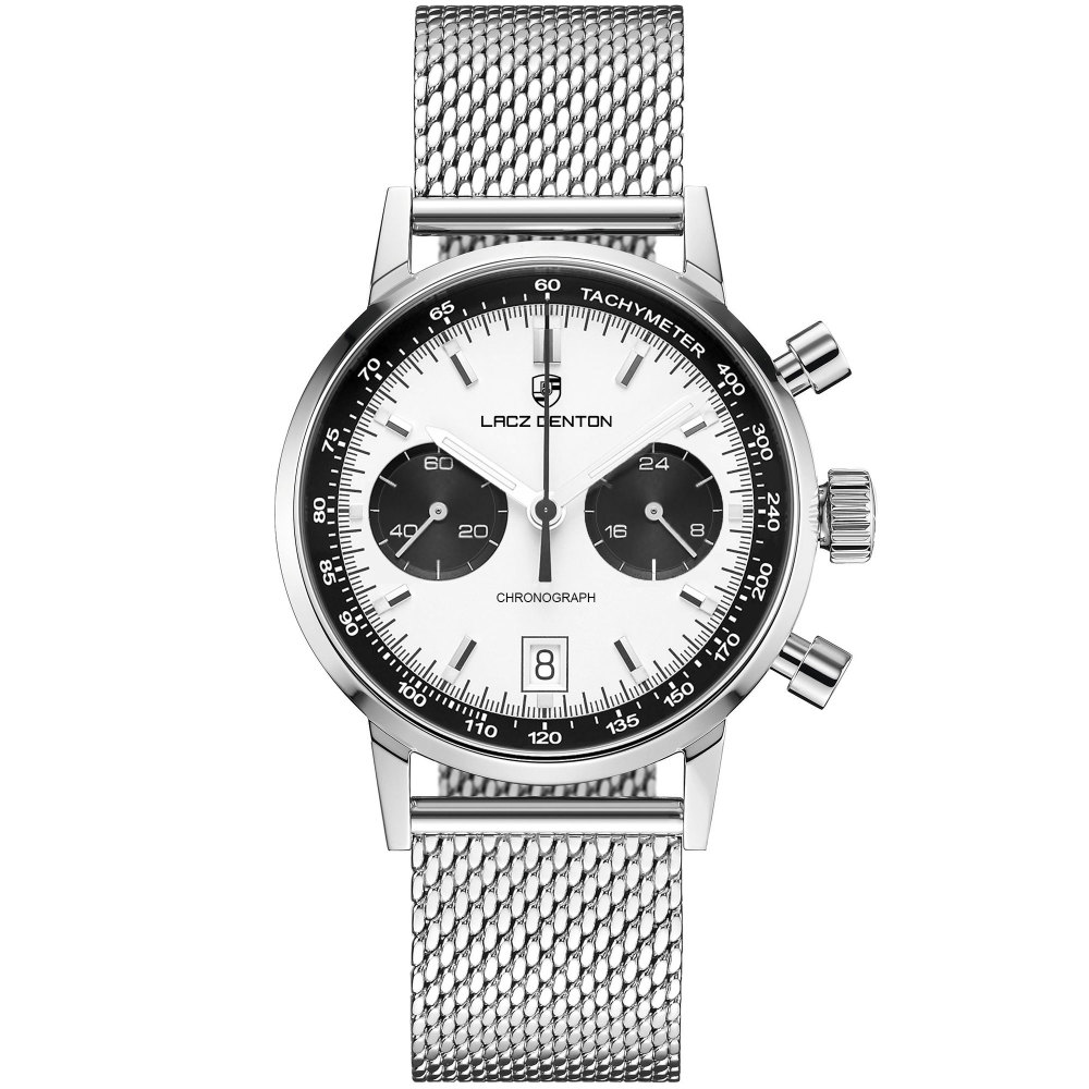 LACZ DENTON Men's Quartz Watches 40mm Casual Business Leather Sports Wrist Watches for Men Chronograph Design SEIKO VK64 Movt