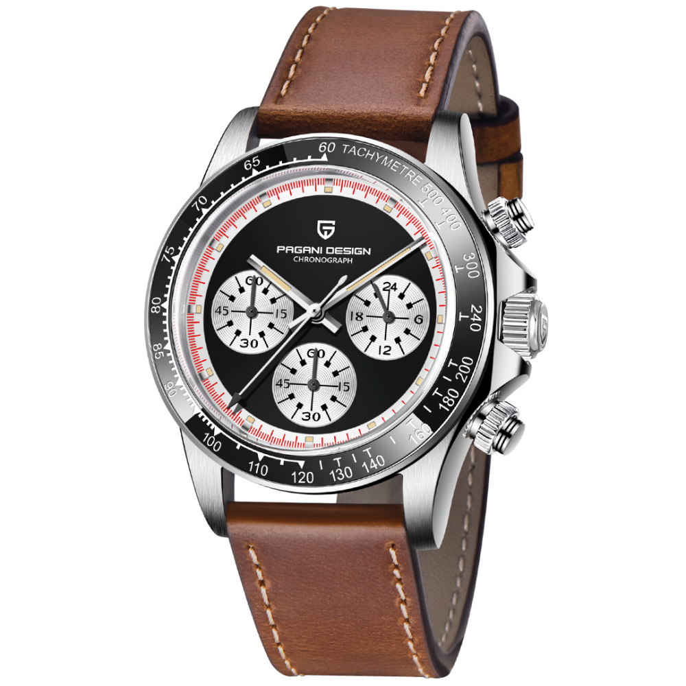 PAGANI DESIGN PD-1676 Men's Quartz Watches Sports Chronograph Wrist Watch with VK63 Movement Sapphire Ceramic Bezel Waterproof Stainless Steel
