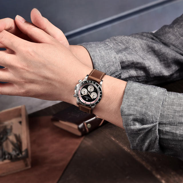 PAGANI DESIGN New Men's Quartz Watches Sports Chronograph Wrist Watch with Seiko VK63 Movement Sapphire Ceramic Bezel Waterproof Stainless Steel