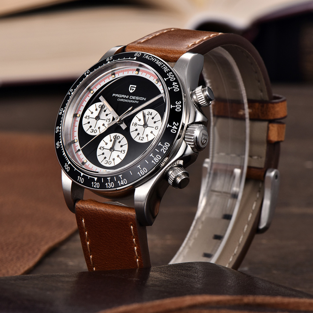 PAGANI DESIGN PD-1676 Men's Quartz Watches Sports Chronograph Wrist Watch with VK63 Movement Sapphire Ceramic Bezel Waterproof Stainless Steel